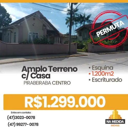 PIRABEIRABA terreno esquina c/ 1.200m²  |  Casa com  3 dormitórios