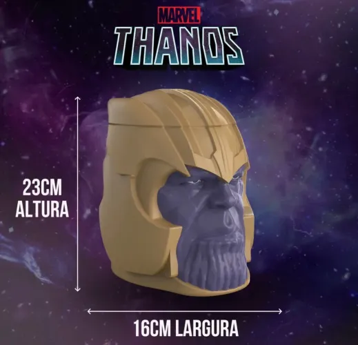 balde de pipoca em formato da cabeça do Thanos