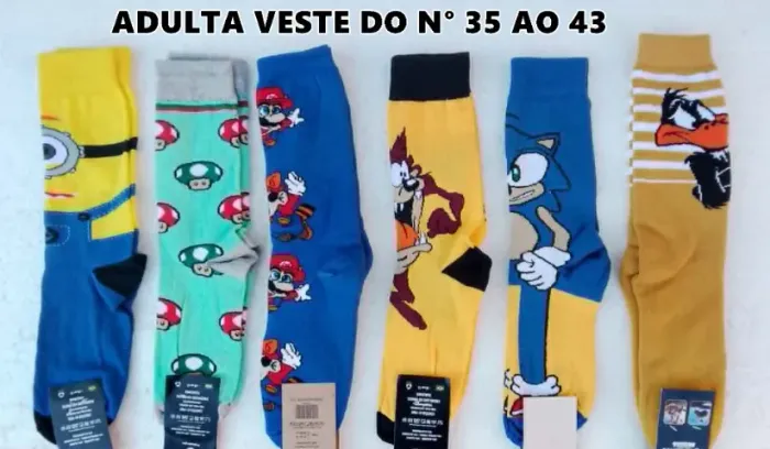 MEIA  DIVERTIDAS PERSONAGENS ADULTO E INFANTIL