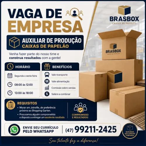 Vaga de emprego auxiliar de produção e vendas 