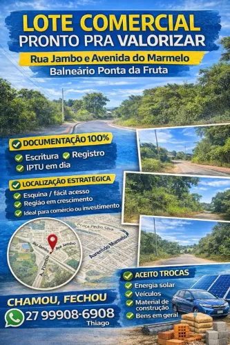 LOTE COMERCIAL COM ESCRITURA, REGISTRO E IPTU, PARCELO TRO<br>ua Jambo e Avenida do MarmeloPA