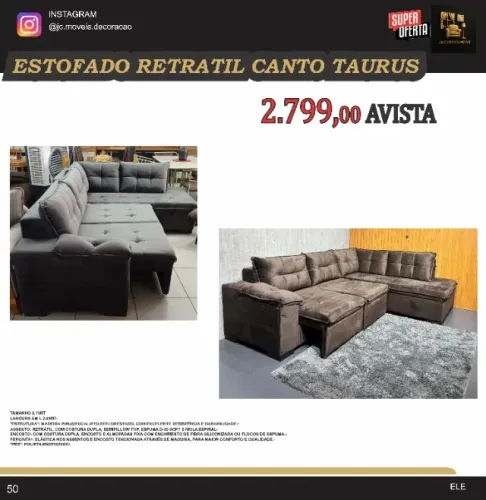 ESTOFADO DE CANTO RETRATIL TAURUS