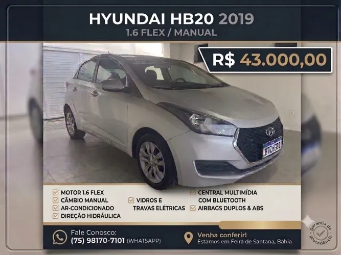 Hyundai HB20 C./c.plus/c.style 1.6 Flex 16V Mec. 2019