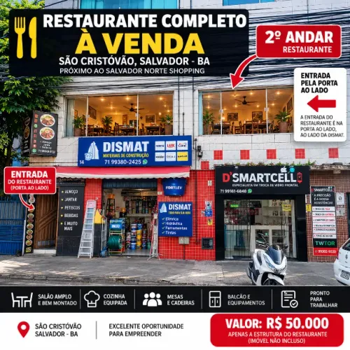 VENDO RESTAURANTE - SÃO CRISTÓVÃO | SALVADOR NORTE / AEROPORTO