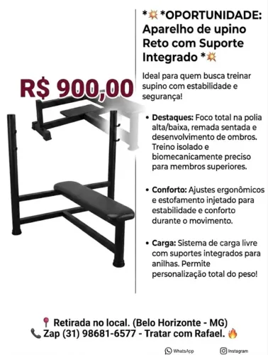 Aparelho de Polia Alta/Baixa com Suporte Integrado