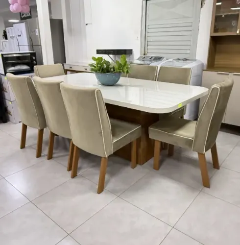 Conjunto Mesa de Jantar com 8 Cadeiras Bella - Bom Pastor - ENTREGA EM 24H