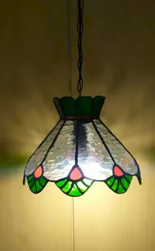 Pendente Tiffany Verde em Vidro - Estilo Vintage