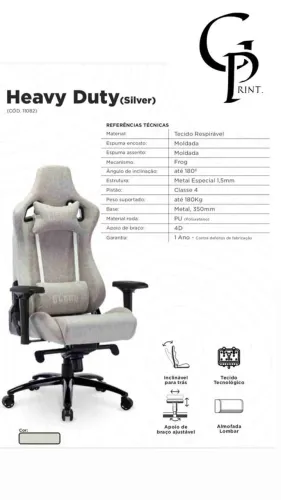 Cadeira Gamer King Heavy Duty Silver