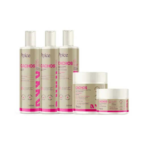 Kit Cachos - Shampoo, Condicionador, Gelatina, Máscara e Ativador (5 ITENS)