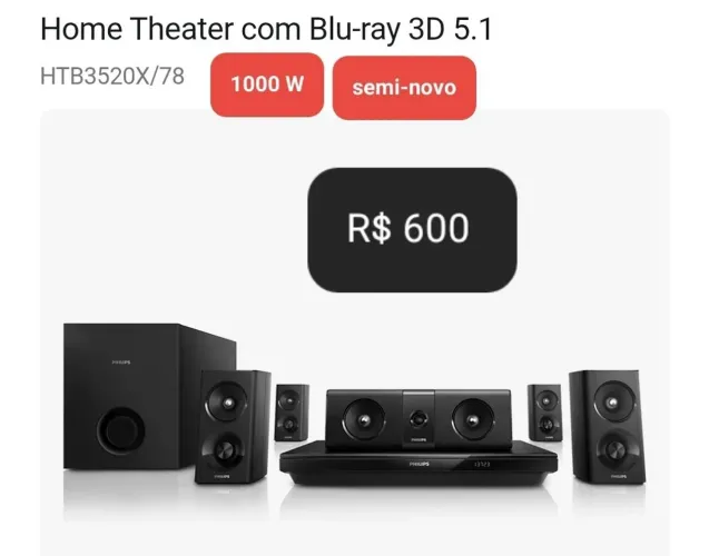Home Theater Blu-ray Philips 3D 1000W (RMS)