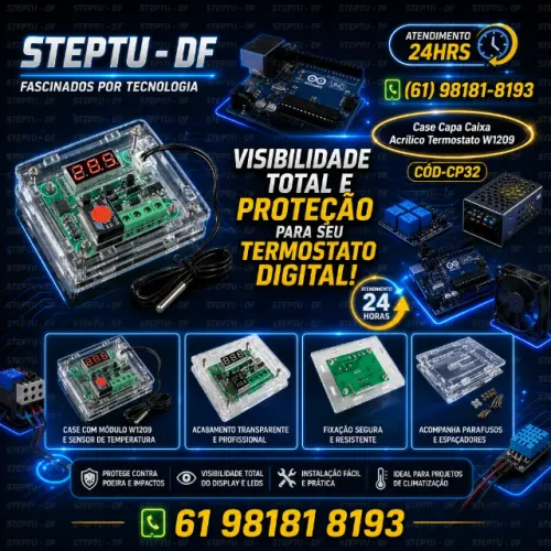 Capa Caixa Case Acrílico Termostato W1209   Arduino Automação Robotica COD-CP32  