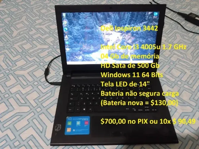 Notebook Dell Inspiron 3442 Tela 14", Core i3, 4gb, HD 500 Gb Windows 11