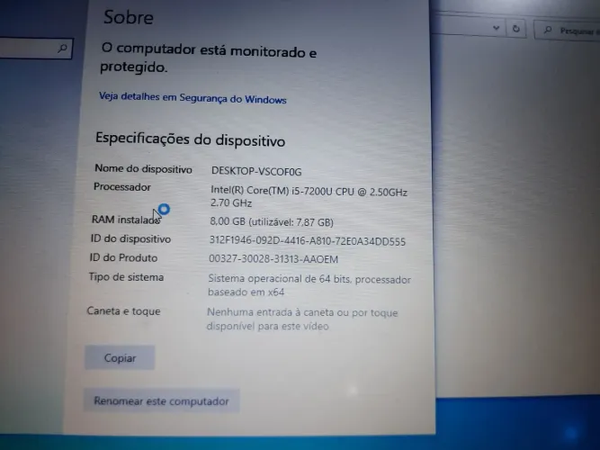 Notebook Dell Intel Core i5 7ª Geração | 8GB RAM | Windows 10 Pr