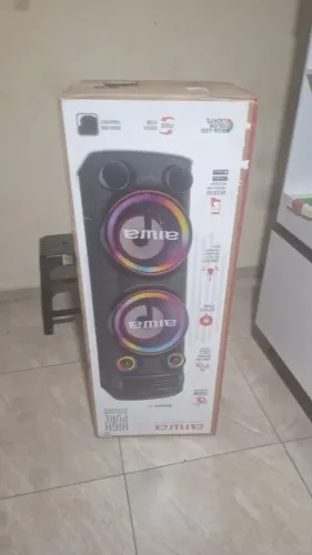 Torre de som aiwa 2300 wats com fio,entrada de microfone com nota fiscal 