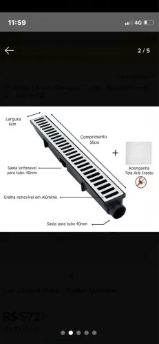 Ralo Linear 50X6 Grelha Alumínio Anti Insetos 