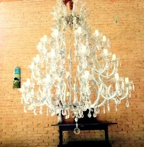 Lustre antigo em cristal prateado modelo Maria Tereza