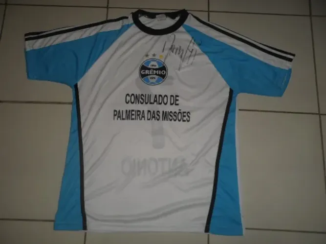 Camisa Grêmio Consulado de Palmeiras das Missões tamanho M autógrafo do Danrlei