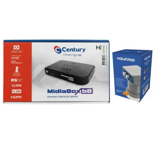 Receptor Digital de Satélite Century Midia Box B-8 + Lnbf Duplo.