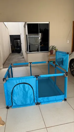 Cercadinho Infantil Grande - Azul - Porta com Zíper + Cesta