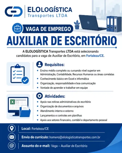 Vaga para auxiliar de escritório