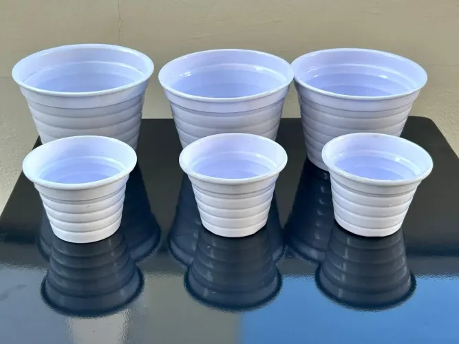 Conjunto de Cachepots Branco Esmaltado