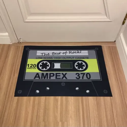 Tapete Capacho Decorativo Fita Cassete k7 AMPEX The Best Of Rock anos 80 retrô vintage