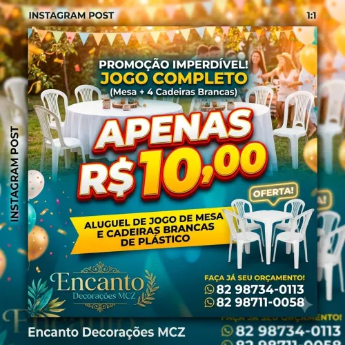 Mesas e cadeiras