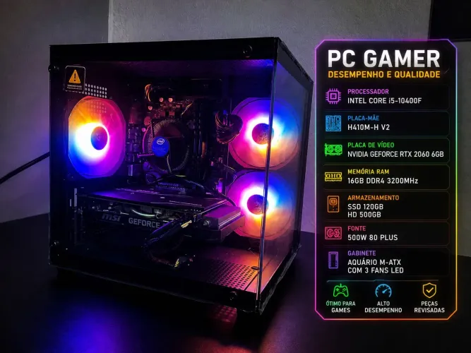 PC Gamer i5 10400F + RTX 2060 6GB | 16GB RAM | Pronto para Jogar
