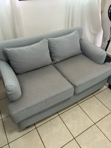 Conjunto de Sofás Cinza Claro 2 e 3 Lugares - Excelente Estado
