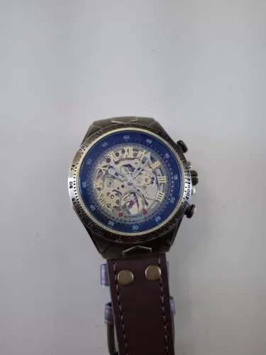 Relógio Masculino Automático Steampunk Skeleton - Bronze Vintage