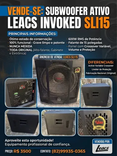 Caixa de subwoofer ativa SLI15 LEACS