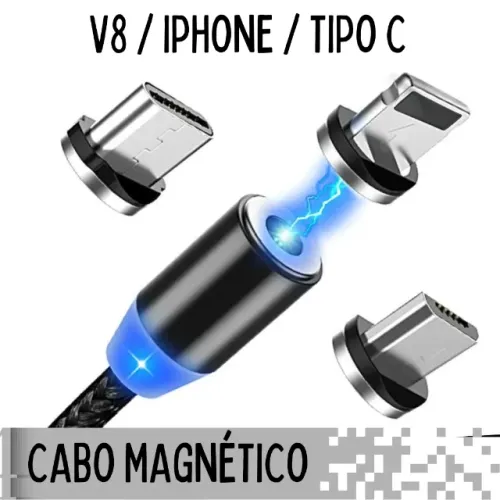 Cabo Magnético Usb Universal 3 x 1 - iPhone V8 Tipo C _ EL25
