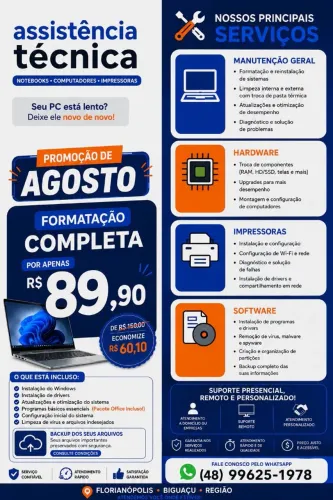 FORMATAÇÃO E MANUTENÇÃO NOTEBOOKS