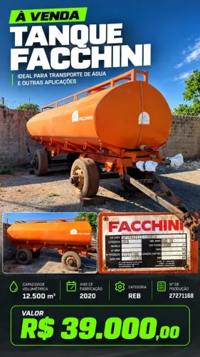 Tanque Agrícola FACCHINI 12.500 m3 Ano 2020 seminovo