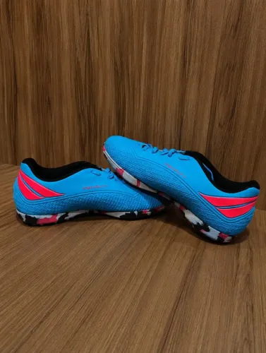 Chuteira Penalty Fúria Y-2 Society Azul Turquesa/Rosa