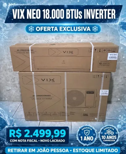 AR-CONDICIONADO VIX NEO INVERT 18.000 MIL BTUS ,LACRADO NOTA FISCAL E GARANTIA.
