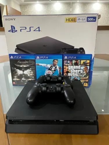 Ps4 slim 500gb 2 controles + jogos