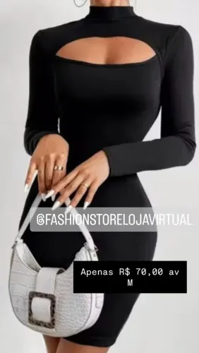 Vestido decote não busto manga longa