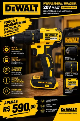 Parafusadeira/furadeira dcd 777 Max 20V (DeWALT)