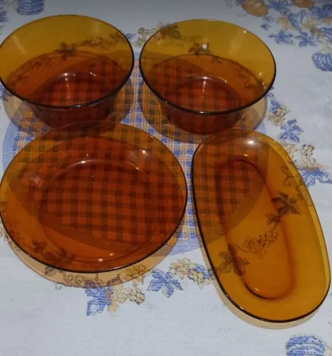 Jogo de 4 travessas vintage duralex âmbar