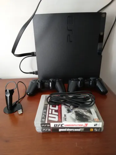 Play Station 3 Slim 128gb 9 jogos