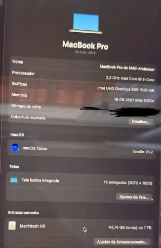 MacBook Pro 16" 2019 i9 2,3GHz 16GB RAM 1TB SSD Touch Bar