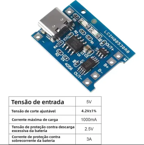 Placa Tipo C de carregamento de bateria de lítio