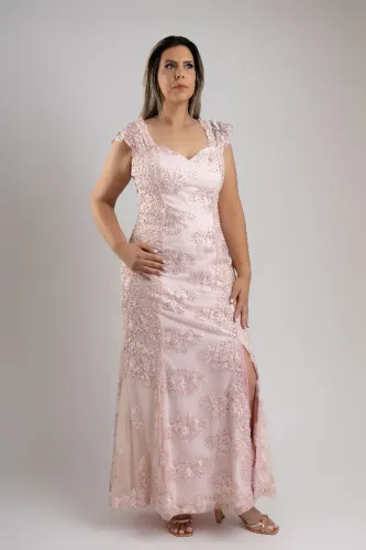 Vestido de Festa Rosa, Alta Costura com Bordados