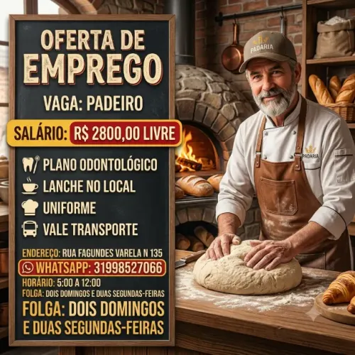 VAGA PARA PADEIRO COM BENEFÍCIOS!