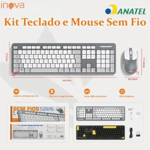 Lacrado Kit Teclado e Mouse sem Fios INOVA KV-789