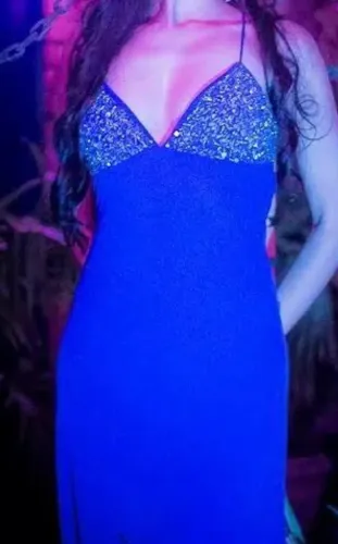 Vestido de Festa Azul Royal - Elegância e Brilho (Estado de Novo!)