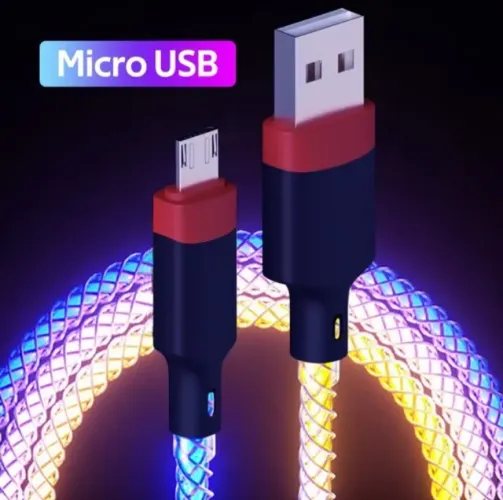 Cabo USB Para Micro USB (V8) Com LED RGB