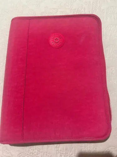 Fichário Kipling Original Rosa com Zíper - Ótimo Estado