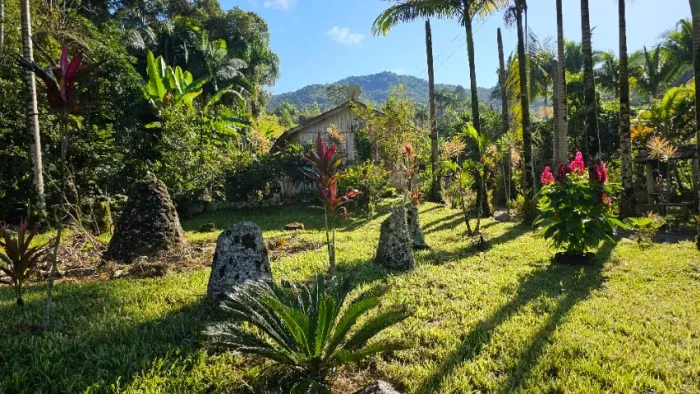 Sítio com lindo riacho passando dentro, casa 02 quartos em Águas Mornas